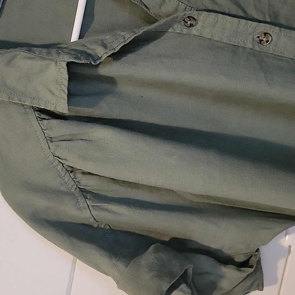 J. CREW BAIRD MCNUTT IRISH LINEN SHIRT DRESS M GREEN - Picture 2 of 14